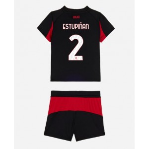 Fotbalové Dres AC Milan Pervis Estupinan #2 Dětské Domácí Oblečení 2025-26 Krátký Rukáv (+ trenýrky)